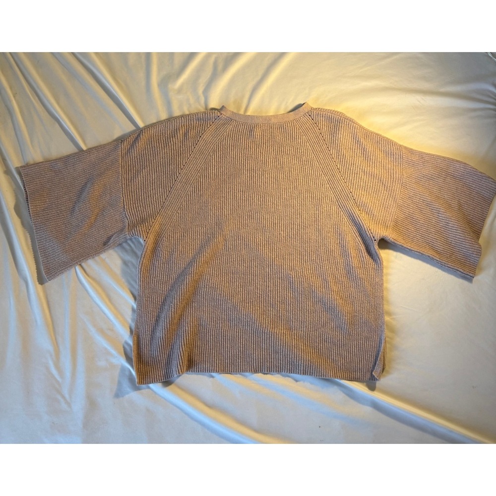 Ann Taylor Mauve Pink Ribbed Short Sleeve Sweater Boxy Crew Neck XS/S